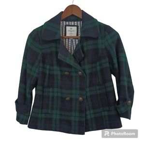 Heritage 1981 Plaid Wool Blend Double Breasted Lined Cropped Jacket Size Small